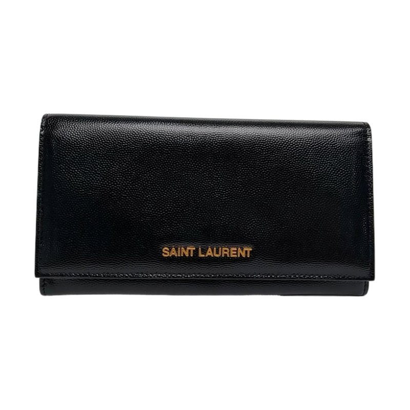 YSL黑色牛皮錢包金色五金-0