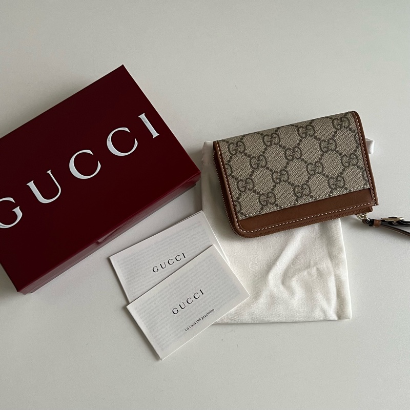 GUCCI GG 老花拉鍊卡夾零錢包-1
