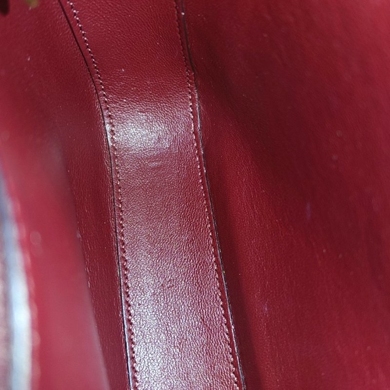 CELINE C 酒紅色牛皮單肩包金色五金 9.8新-8