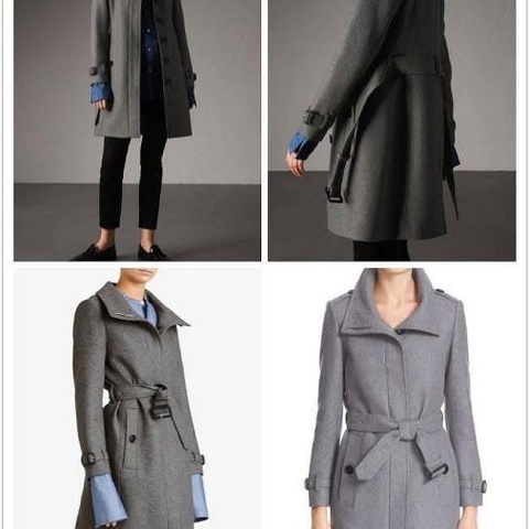 BURBERRY英國灰色羊毛大衣UK10