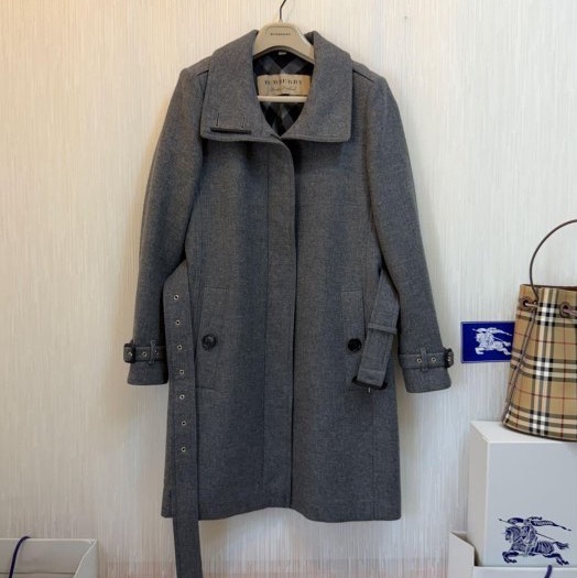BURBERRY英國灰色羊毛大衣UK10-2