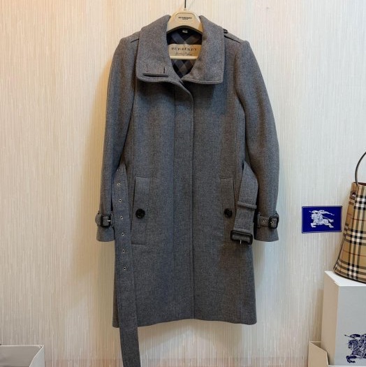BURBERRY英國灰色羊毛大衣UK6-2