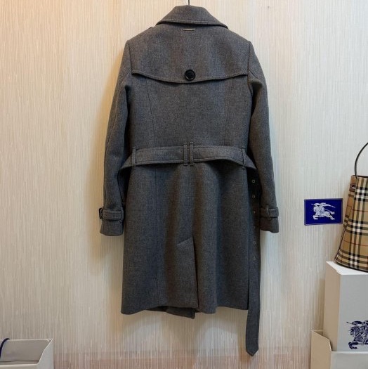 BURBERRY英國灰色羊毛大衣UK6-3