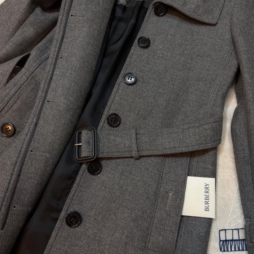 BURBERRY英國灰色羊毛大衣UK6-6