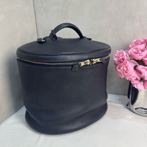 Hermès 中古黑色手提化妝包