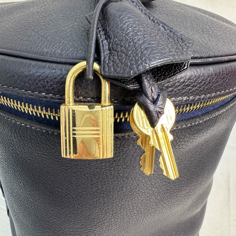Hermès 中古黑色手提化妝包-9