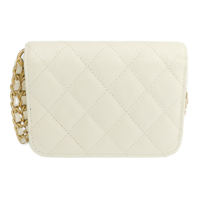 CHANEL 牛皮皮革Chain Shoulder金扣鏈帶肩背袋-1