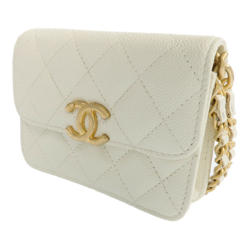 CHANEL 牛皮皮革Chain Shoulder金扣鏈帶肩背袋-2