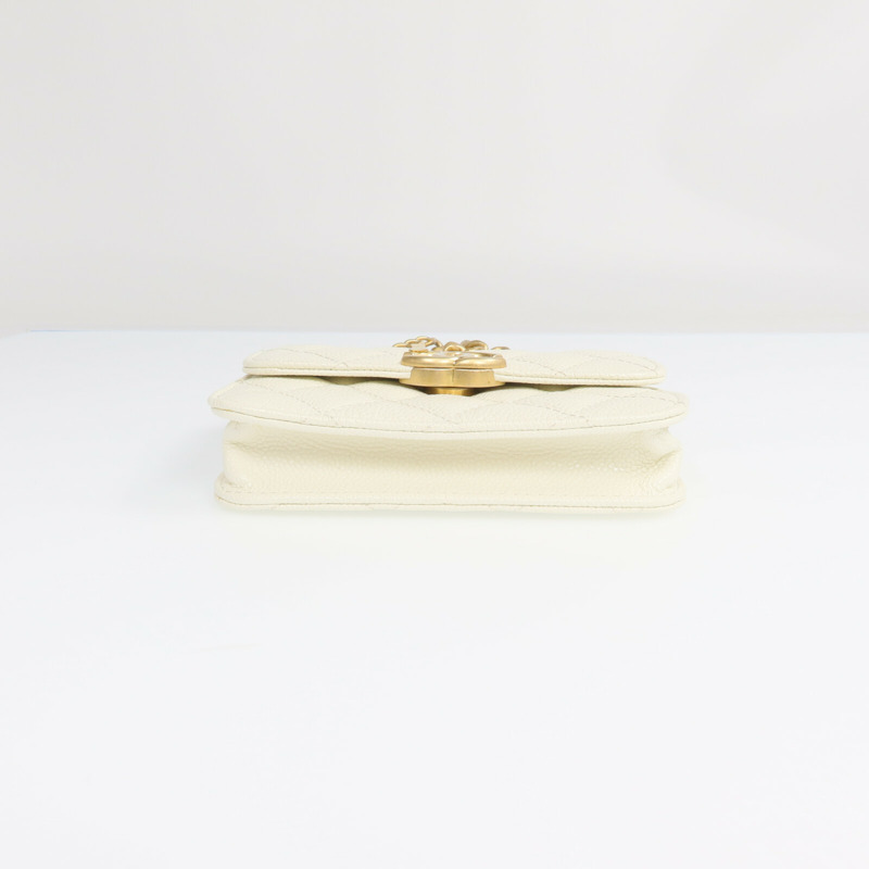 CHANEL 牛皮皮革Chain Shoulder金扣鏈帶肩背袋-3