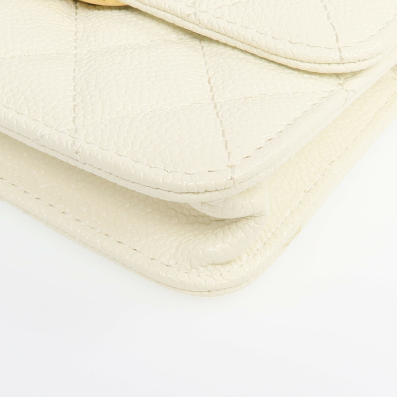 CHANEL 牛皮皮革Chain Shoulder金扣鏈帶肩背袋-4