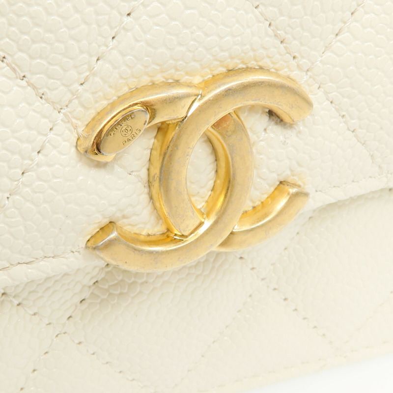 CHANEL 牛皮皮革Chain Shoulder金扣鏈帶肩背袋-8