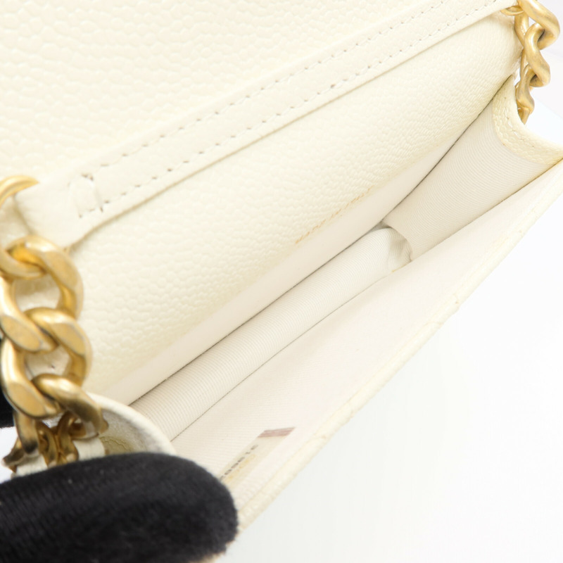 CHANEL 牛皮皮革Chain Shoulder金扣鏈帶肩背袋-10