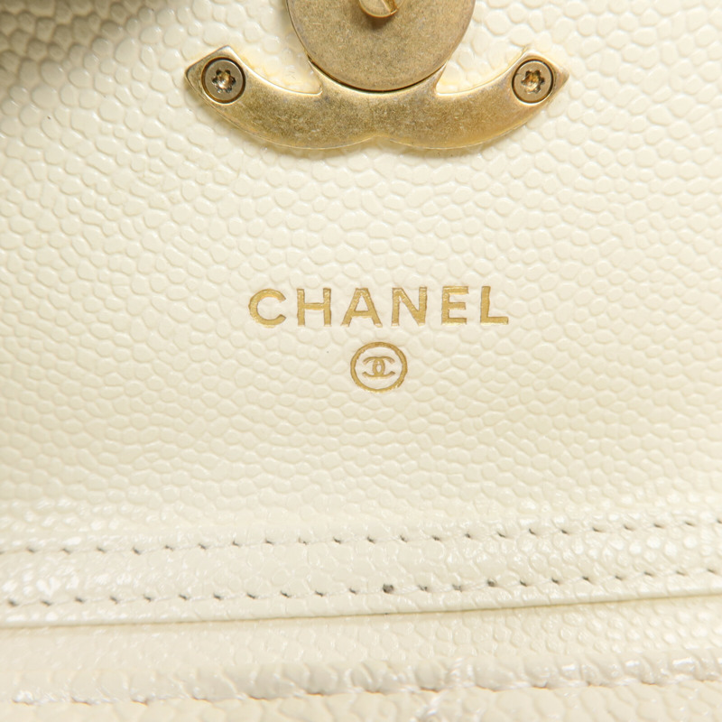 CHANEL 牛皮皮革Chain Shoulder金扣鏈帶肩背袋-11