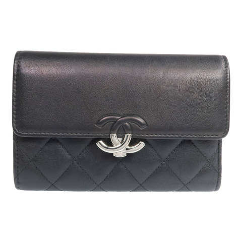 CHANEL 牛皮皮革Wallet銀扣長錢包