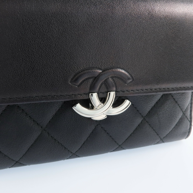 CHANEL 牛皮皮革Wallet銀扣長錢包-10