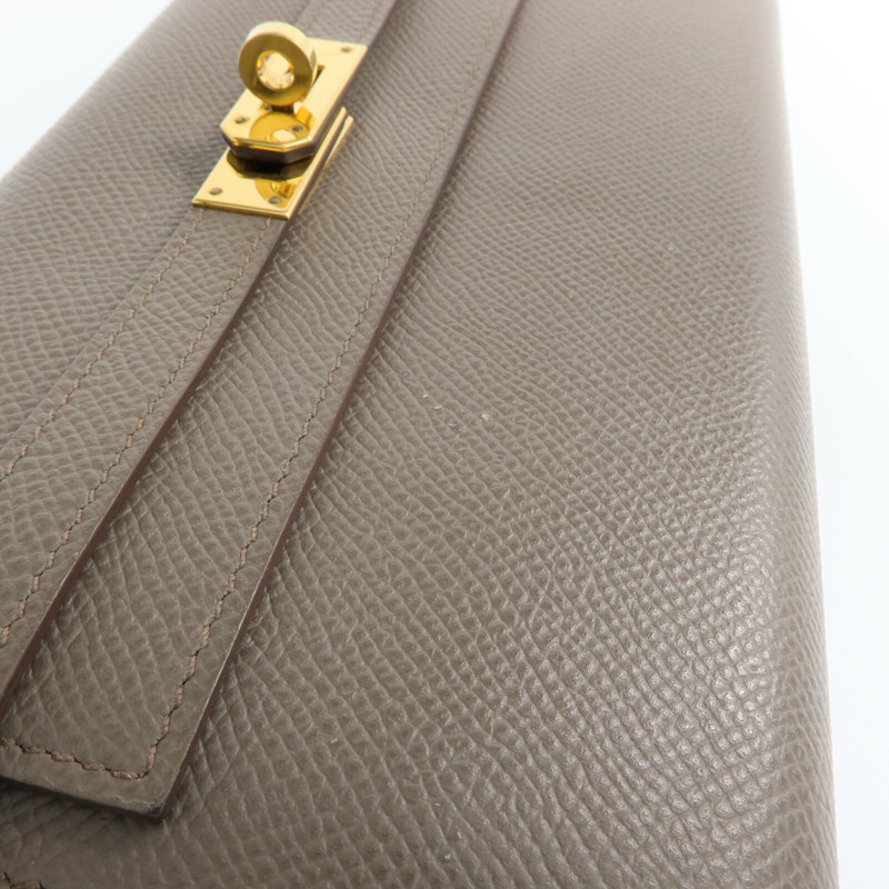 HERMES Epsom皮革Kelly Long Wallet金扣長錢包Etoupe-12