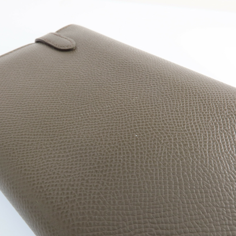 HERMES Epsom皮革Kelly Long Wallet金扣長錢包Etoupe-13