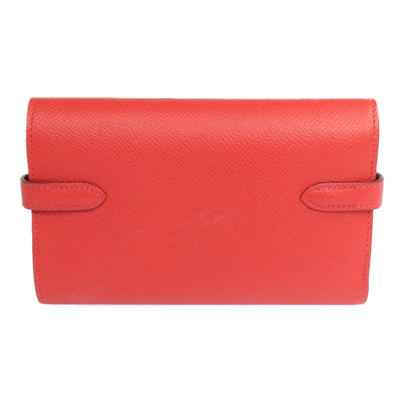 HERMES Epsom皮革Kelly Short Wallet金扣錢包Rouge de Coeur-3