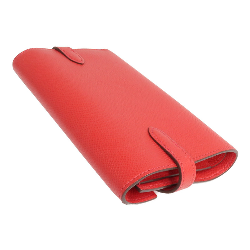 HERMES Epsom皮革Kelly Short Wallet金扣錢包Rouge de Coeur-5