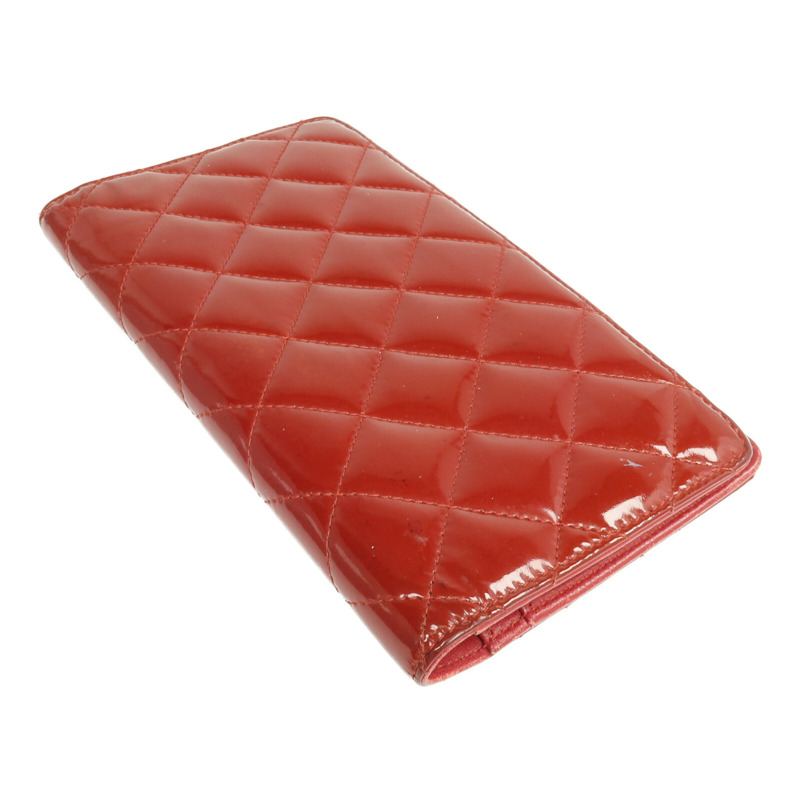 CHANEL 漆皮皮革Long Wallet銀扣長錢包-4