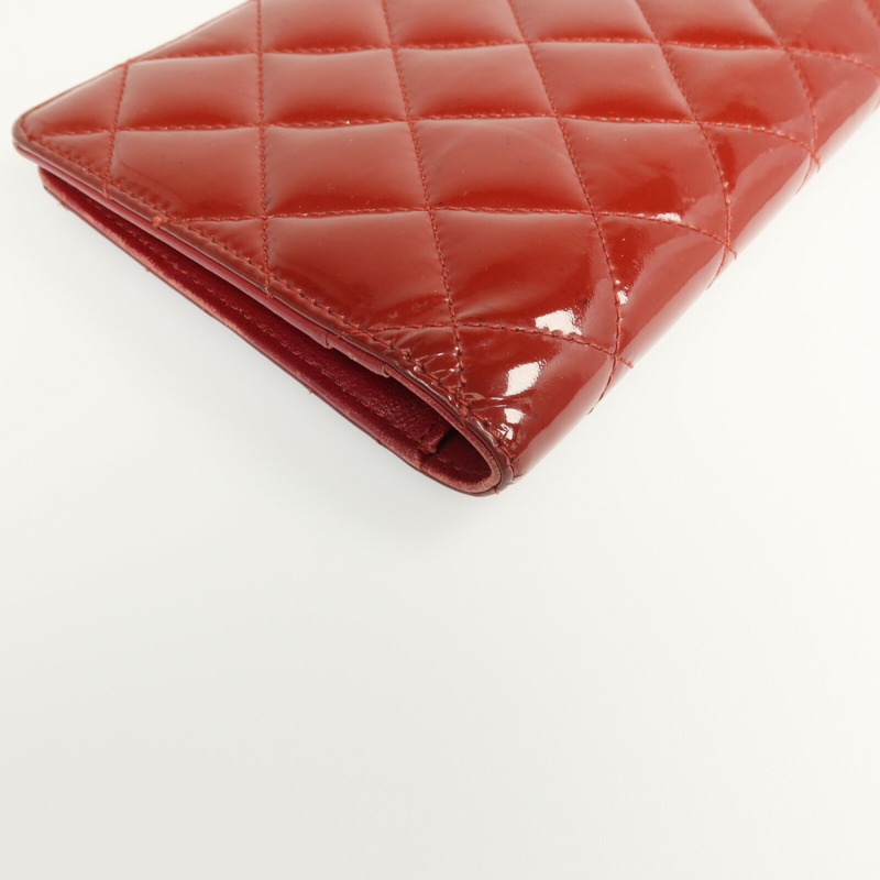 CHANEL 漆皮皮革Long Wallet銀扣長錢包-8