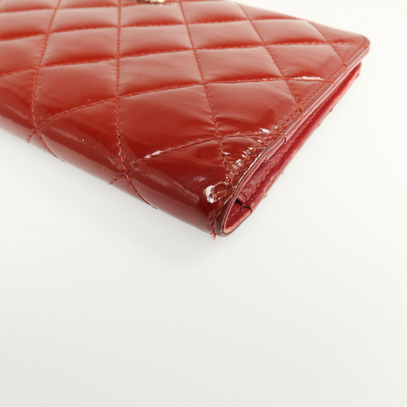 CHANEL 漆皮皮革Long Wallet銀扣長錢包-9