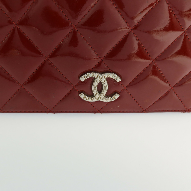 CHANEL 漆皮皮革Long Wallet銀扣長錢包-10