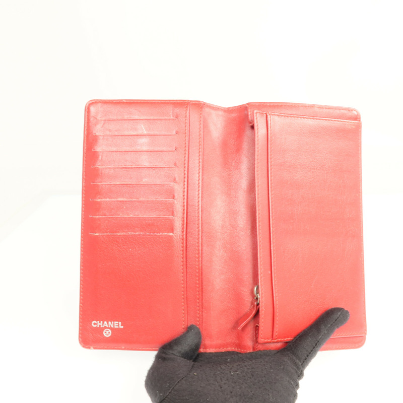 CHANEL 漆皮皮革Long Wallet銀扣長錢包-12