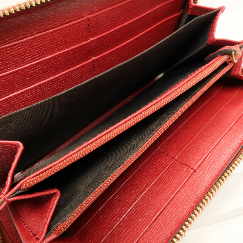 GUCCI 牛皮皮革Zipper Long Wallet金扣長錢包-11