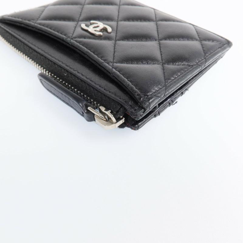 CHANEL 羊皮皮革Card Case銀扣卡片套-9