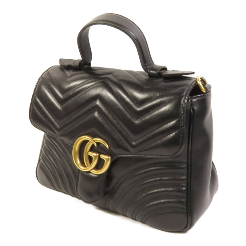 GUCCI 牛皮皮革GG Marmont Small金扣手挽肩背兩用袋-2