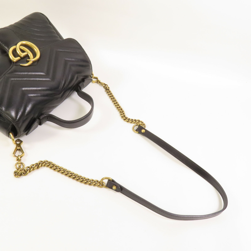 GUCCI 牛皮皮革GG Marmont Small金扣手挽肩背兩用袋-4