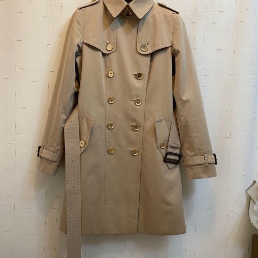 BURBERRY LONDON蜜色金釦風衣36-3