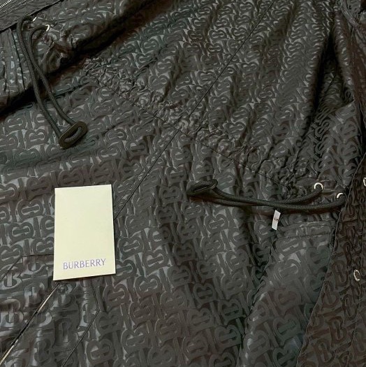 BURBERRY英國黑色專屬標誌提花連帽風雪大衣UK4-7