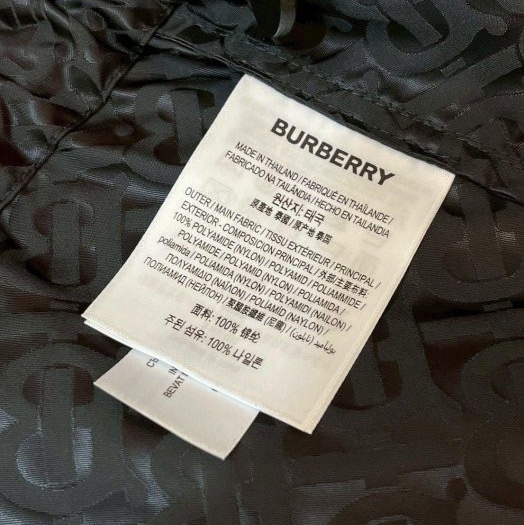 BURBERRY英國黑色專屬標誌提花連帽風雪大衣UK4-9