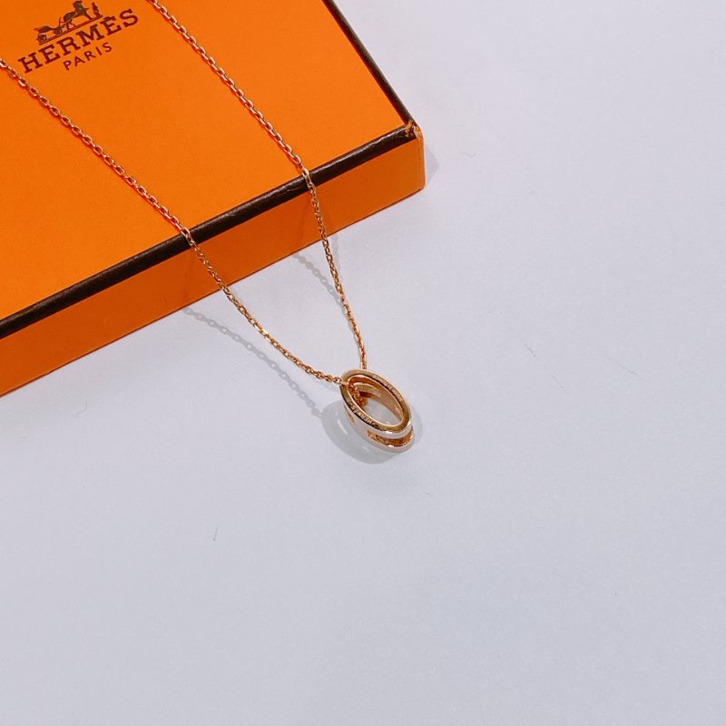 TW4680 Hermes 愛馬仕 淡粉色拼玫瑰金 大H項鍊 Pop H Necklace Pink x RGHW-3