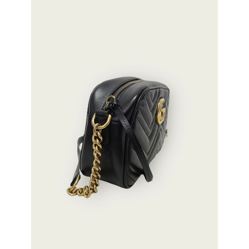 【包稅】GUCCI 黑色小號 GG Marmont Matelassé 相機包-2