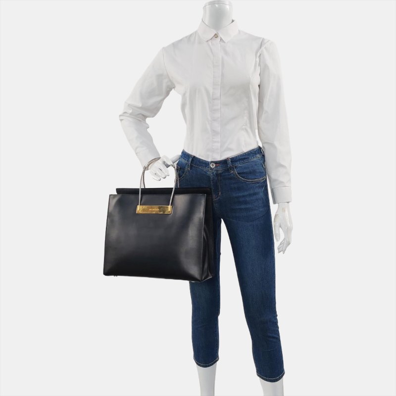 BALENCIAGA托特包黑色牛皮手提包金色銀色五金-1