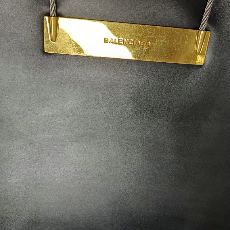 BALENCIAGA托特包黑色牛皮手提包金色銀色五金-7