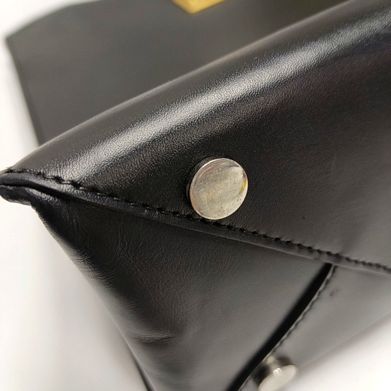 BALENCIAGA托特包黑色牛皮手提包金色銀色五金-13
