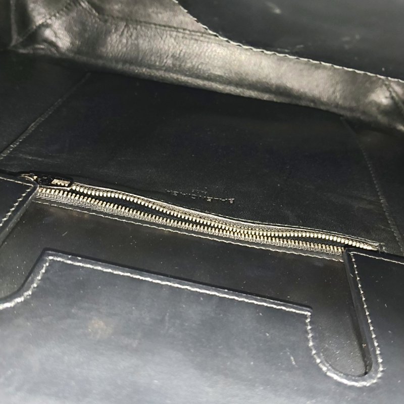 BALENCIAGA托特包黑色牛皮手提包金色銀色五金-17