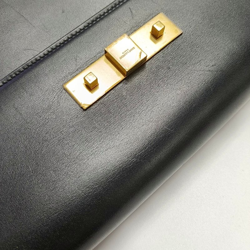 YSL MANHATTAN中號黑色牛皮曼哈頓包單肩包手提包金色五金可拆卸肩帶-10