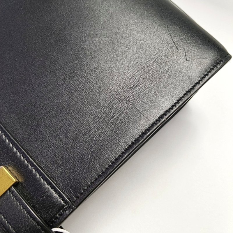 YSL MANHATTAN中號黑色牛皮曼哈頓包單肩包手提包金色五金可拆卸肩帶-14