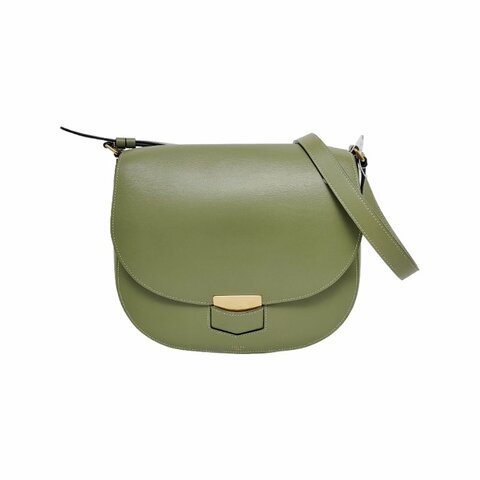 CELINE TROTTEUR綠色牛皮斜挎包單肩包金色五金