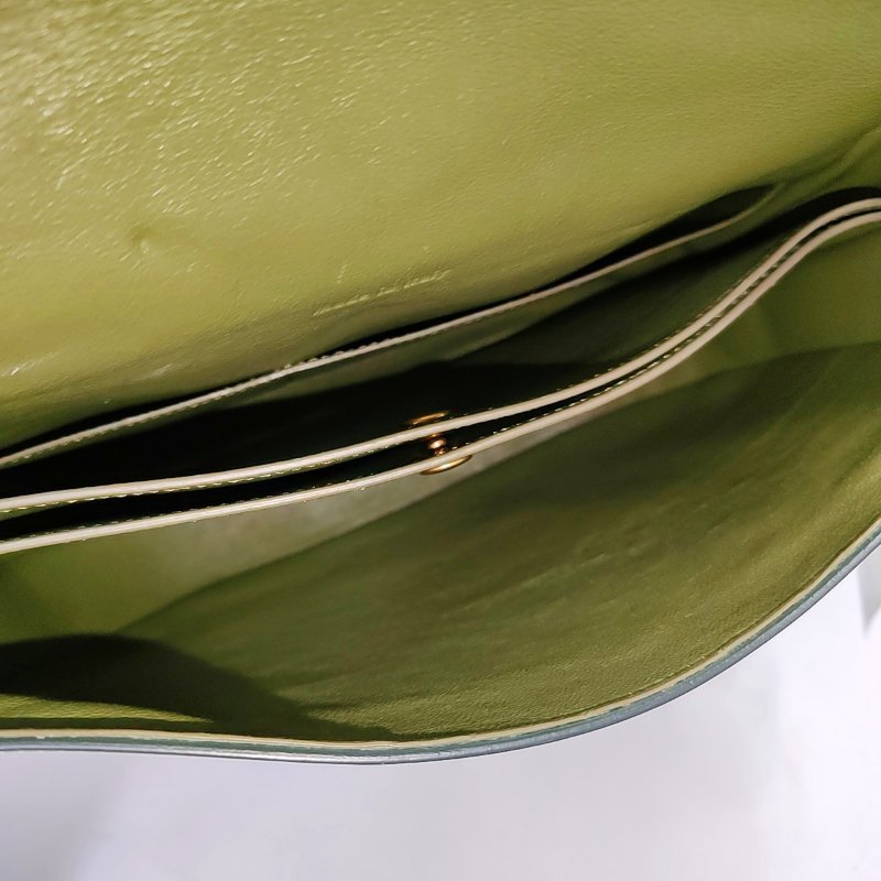 CELINE TROTTEUR綠色牛皮斜挎包單肩包金色五金-5