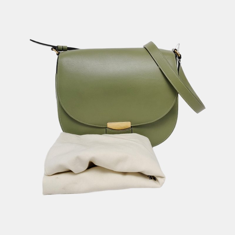 CELINE TROTTEUR綠色牛皮斜挎包單肩包金色五金-6