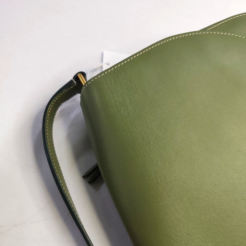 CELINE TROTTEUR綠色牛皮斜挎包單肩包金色五金-10