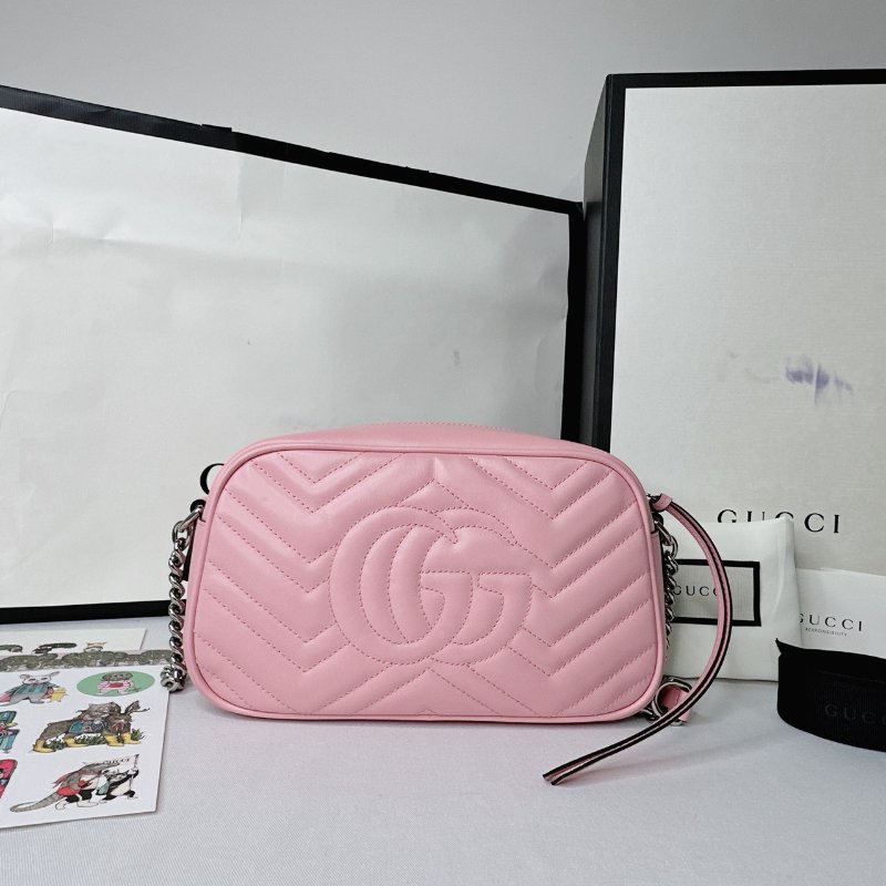 GUCCI 全新粉色牛皮相機包-1