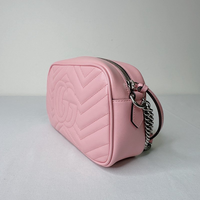 GUCCI 全新粉色牛皮相機包-4