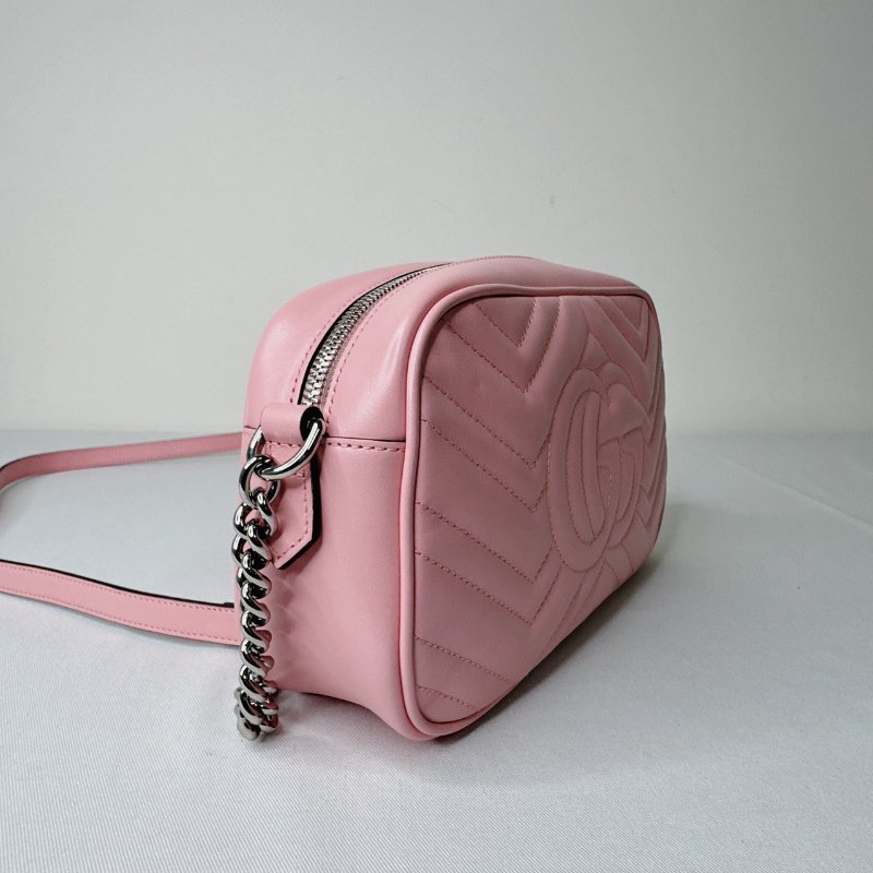 GUCCI 全新粉色牛皮相機包-5